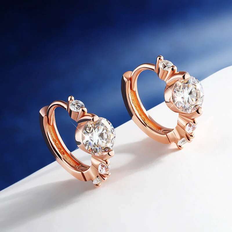 TBCYD 5MM D Color Full Moissanite Hoop Earrings S Sterg Sier 1.18cttw Rose Gold Ear Clasps Buckle For Women Fine Jewerly
