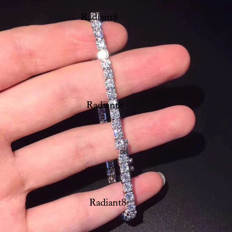 AEAW Platinum Plated Sier 12.4CTW 18CM Length 4mm F Near Colorless Moissanite Tennis Bracelet for Women