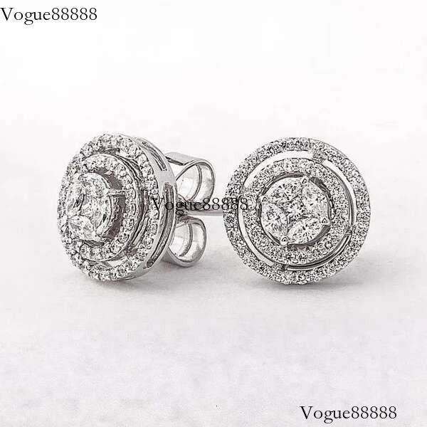 Designer Jewelry Round Moissanite Crystal Earrings Valentine Day Gift Aesthetic Accessories for Women