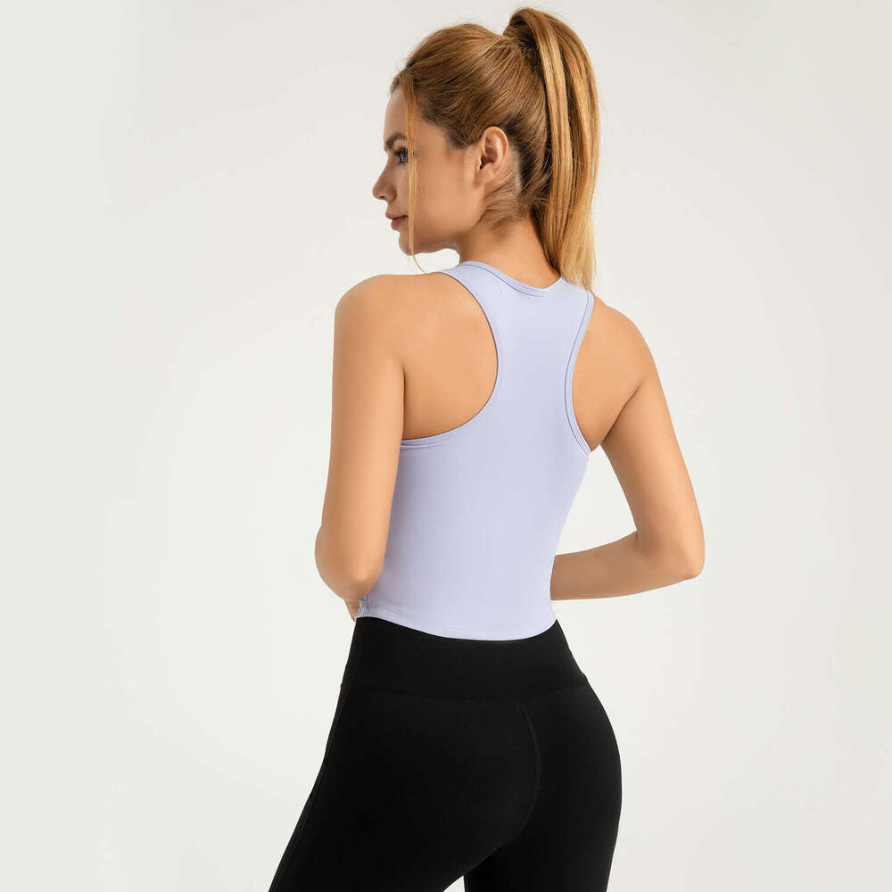 Special Zone Peach Yoga One Piece Fixed Round Neck Tight Anti Light Out Non Running Cup Sports Tank Top KLMY