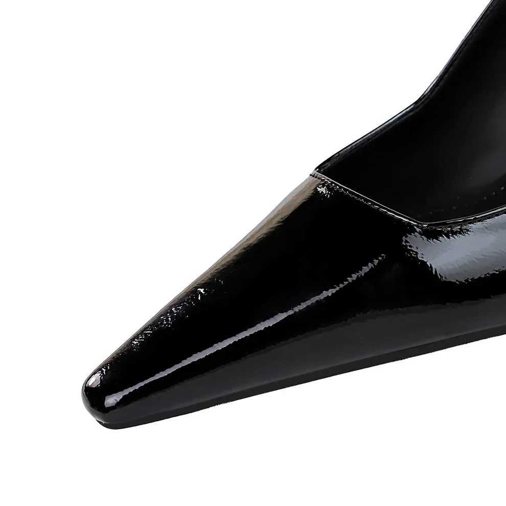Wen 6cm high H streetwear walking sandals for women daily work straps elastic medium H gloss leather sandals Y250304