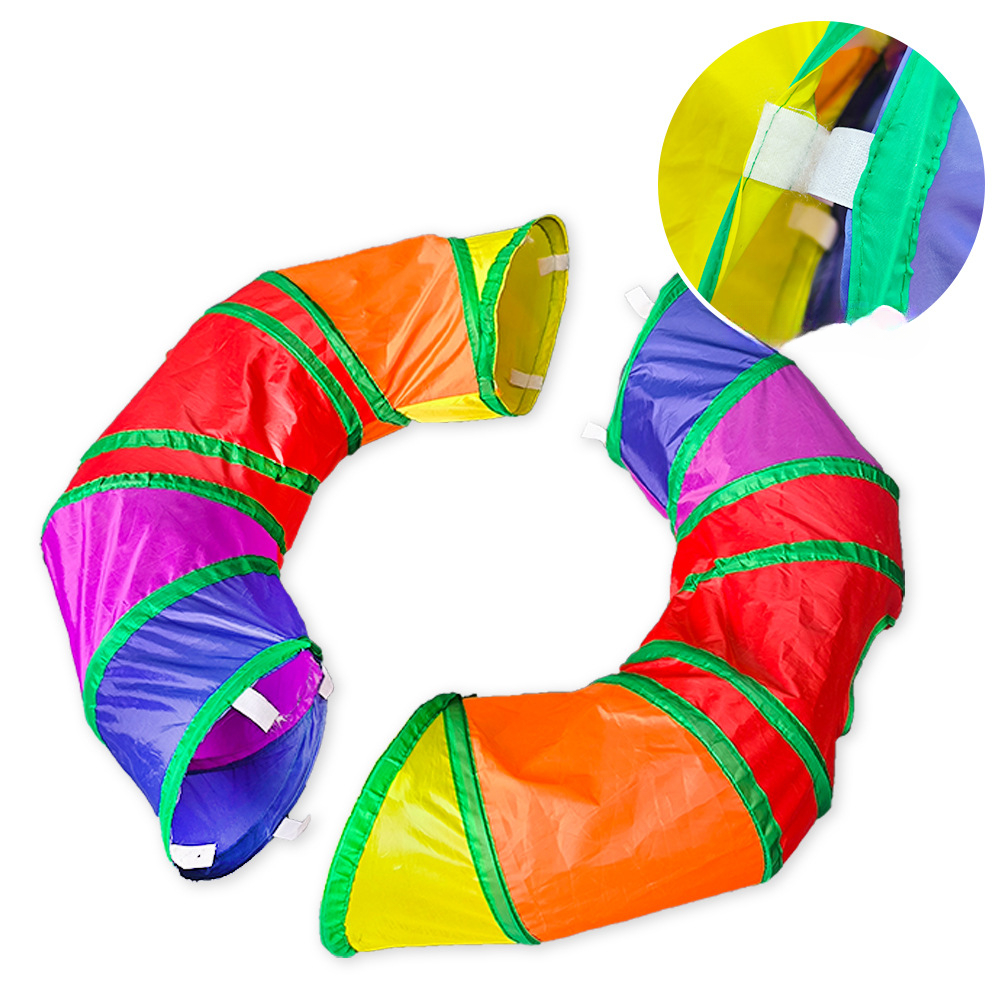 Rainbow Cat Channel Toy Round Detachable Pet Tunnel Round S-shaped Double Hole Cat Tunnel Easy Storage Bright Colors Attract Cat