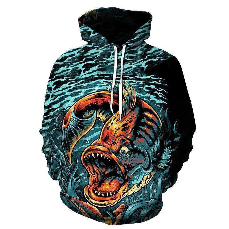Shopee Men's Fish 3D Digital Printed Hoodie