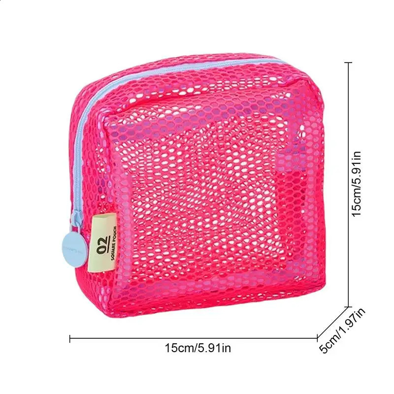 Ship from US Storage Bag Mesh Cosmetic Portable Zipper For Cosmetics Mobile Phone Keys Tissue 250305FBB