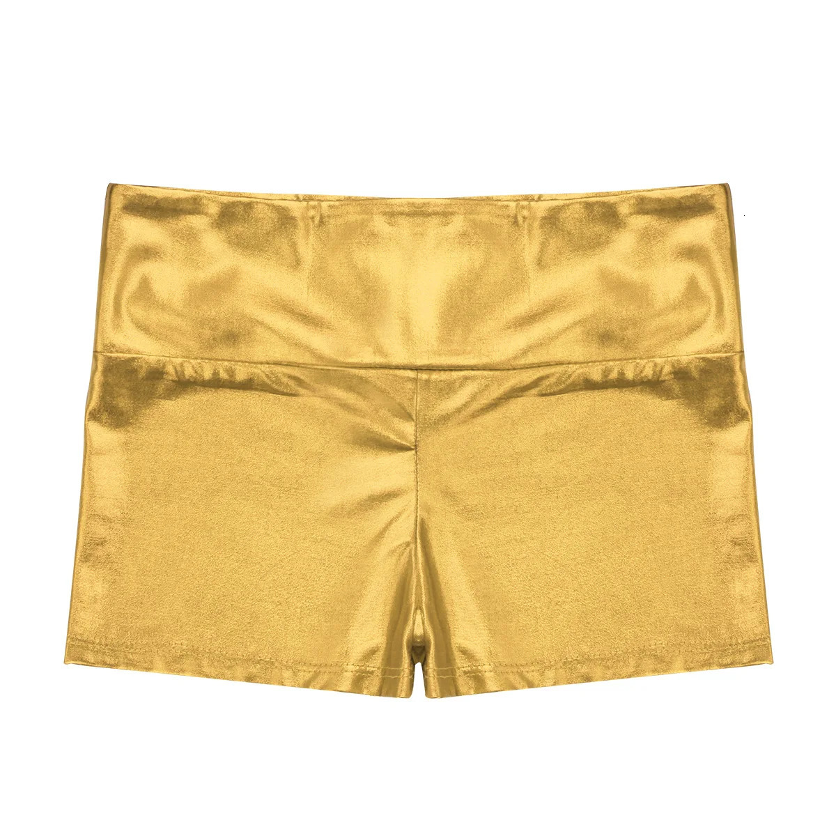 Kids Girls Metallic Shiny Ballet Dance Gymnastics Shorts Bottoms High Waist Fitness Workout Yoga Cheer Dancewear Activewear 250304