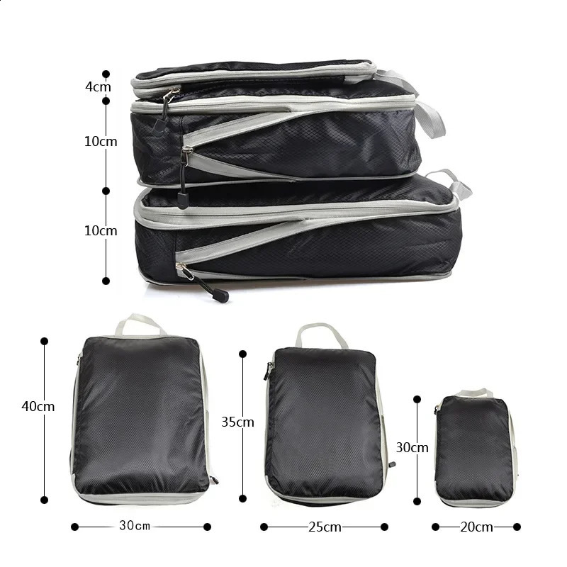 Ship from US Travel Storage Bag Compressible Packing Cubes Nylon Portable With Handbag Luggage Organizer Foldable Waterproof Suitcase 250305FBB