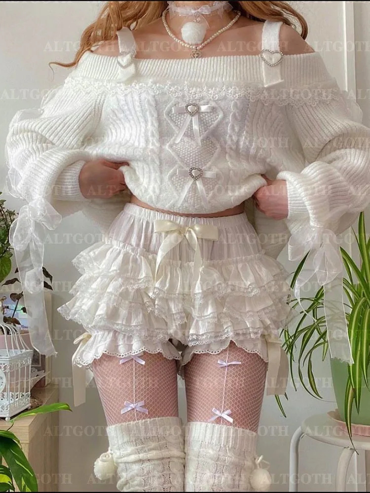 AltGoth Cute Jk Lolita Skirt Short Mall Goth Fairycore Grunge Streetwear Kawaii Bow Patchwork Cosplay Shorts Female 250304