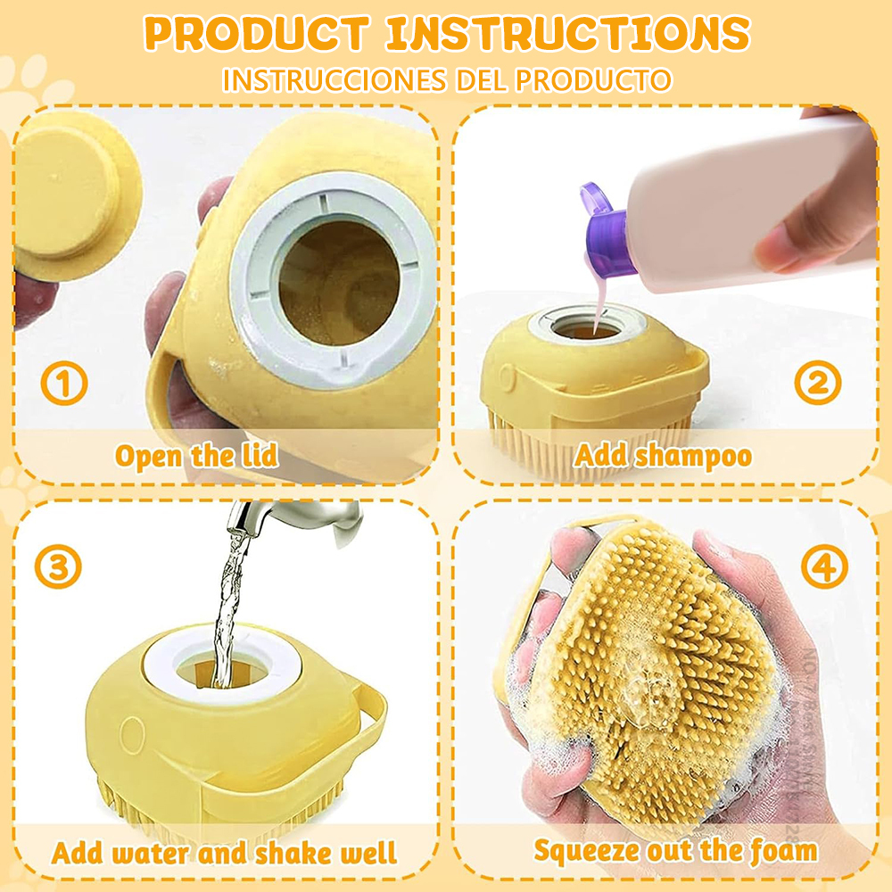 Dog Bath Brush Silicone Pet Shampoo Brush Soap Dog Scrubber Cat Massage Grooming Wash Comb Soft Rubber Puppy Clean Brush