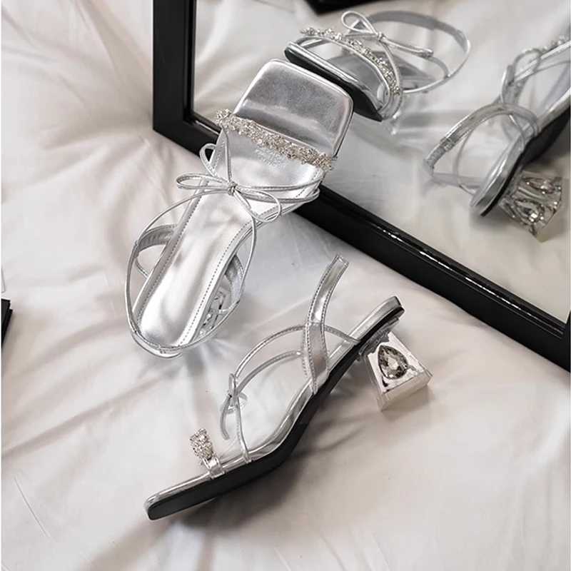 Luxury Crystal Bowknot Slingback Sandals Woman Elegant Clear Jewelry Heel Sandals Ladies Bling Rhine Strappy Dress ShoesXJ2500305