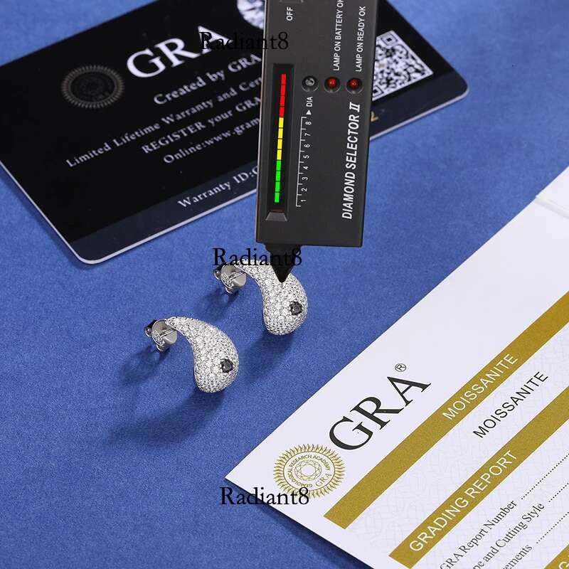 Sterg Sier Real Full Moissanite Dia Water Drop Earrings Hip Hop Sparkg Iced Out Ear For Women Fine Jewelry Gifts