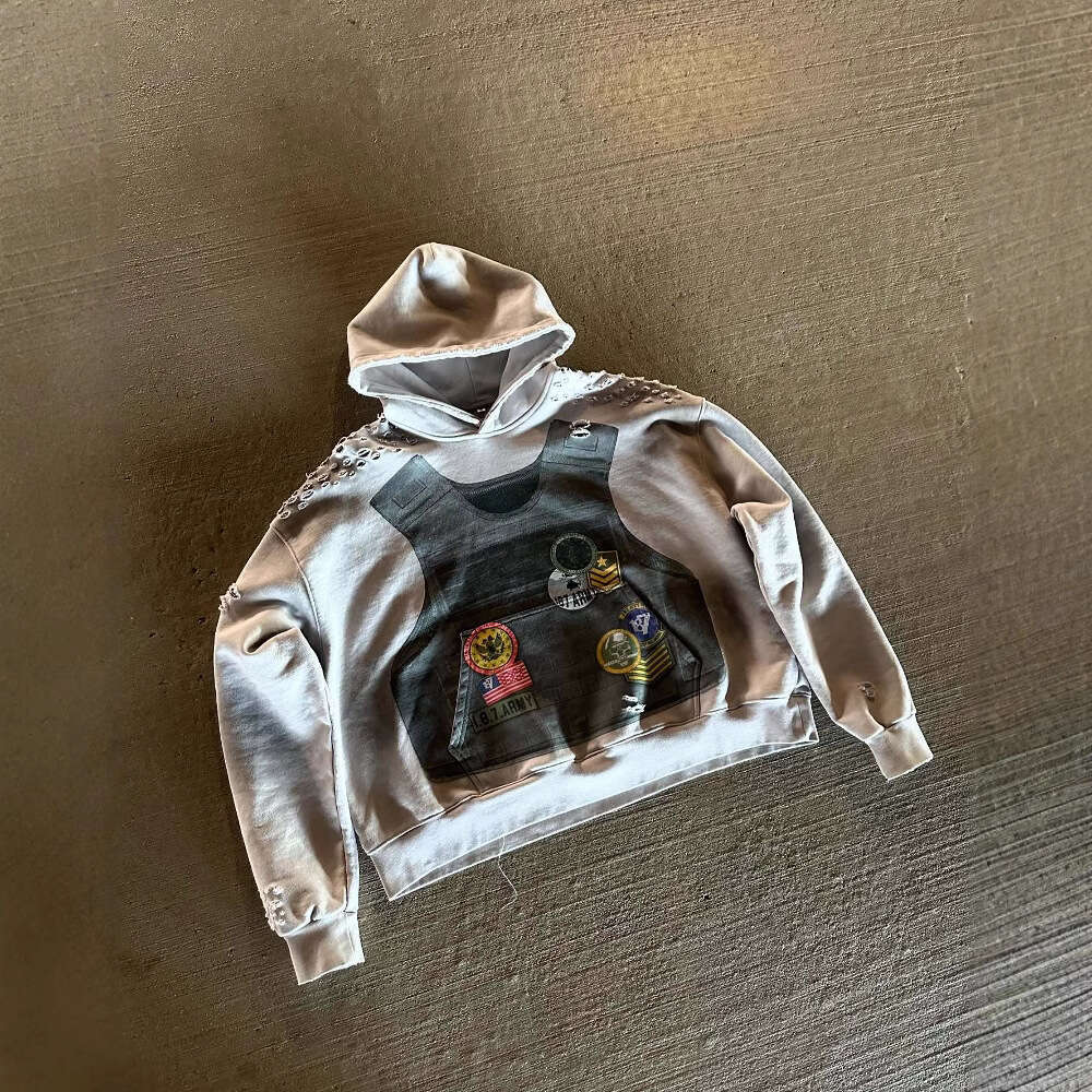 American sweatshirt bulletproof vest 3D printed pattern spring loose hoodie