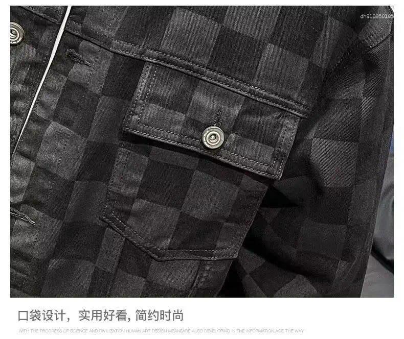 Men's Jackets Clothing Designer Clothes Thick Plaid Denim Jacket Black Spring Autumn Casual Loose Fit Cool Coats For Men
