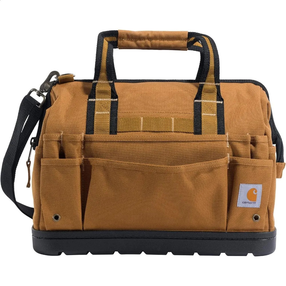 Ship from US 16 inch tool bag with molded base brown 250305FBB