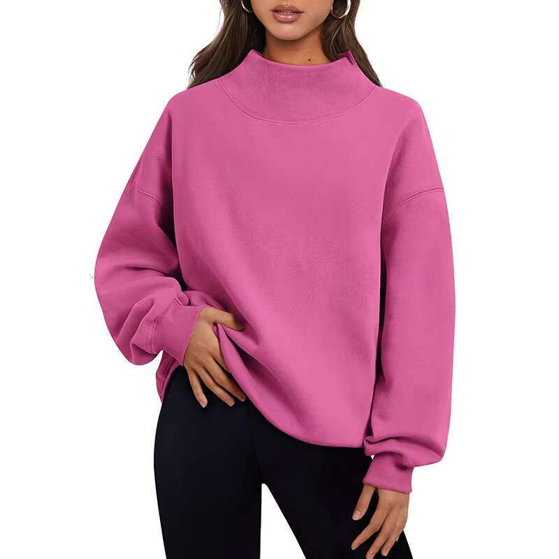 Custom Womens Oversized Plain Sweatshirts Turtleneck Pullover Long Sleeve Hoodies Tops Fall And Winter Casual Outfits Clothes
