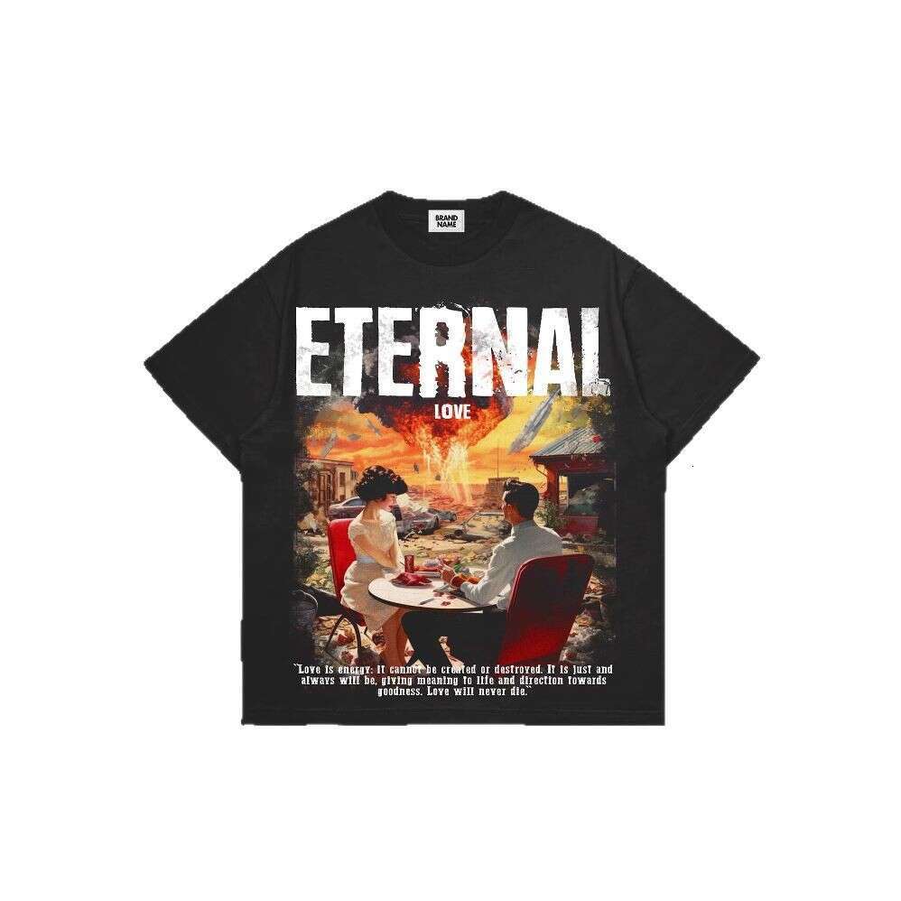 Multi element summer fashion street graffiti unisex letter printed pullover loose top
