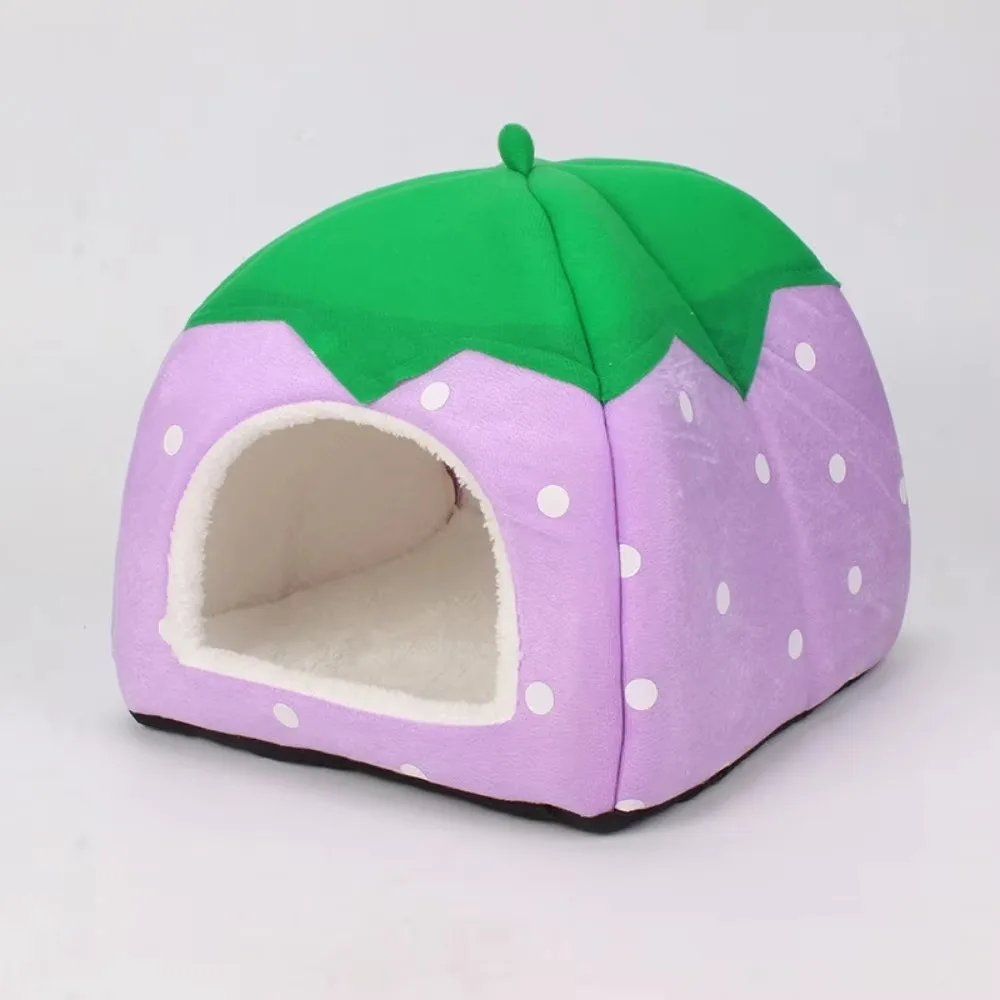 Strawberry Hamster Hideaway Hut Cage Accessories for Autumn Winter Cute Pet Sleeping Utensils House Guinea Pig Hideout Small Bed