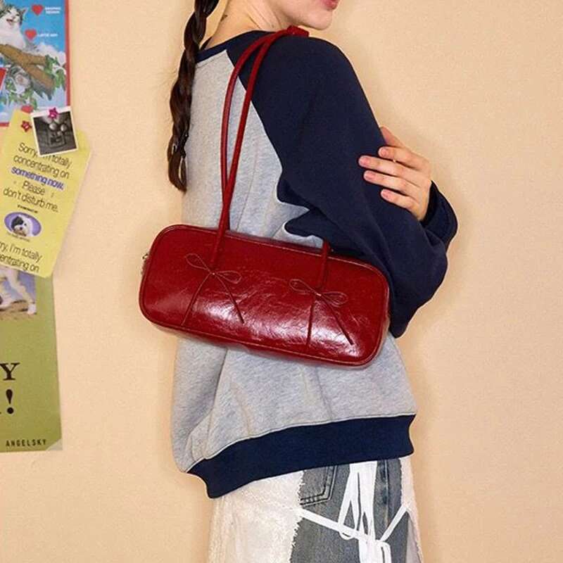 Boston Underarm Bags For Women Designer Handbags And Purses New In Bow Decorate Large Capacity Commuting Shoulder