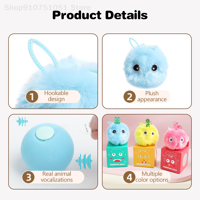 Smart Cat Toys Interactive Ball Plush Electric Catnip Training Toy Kitten Touch Sounding Pet Product Squeak Toy Ball Cat Play
