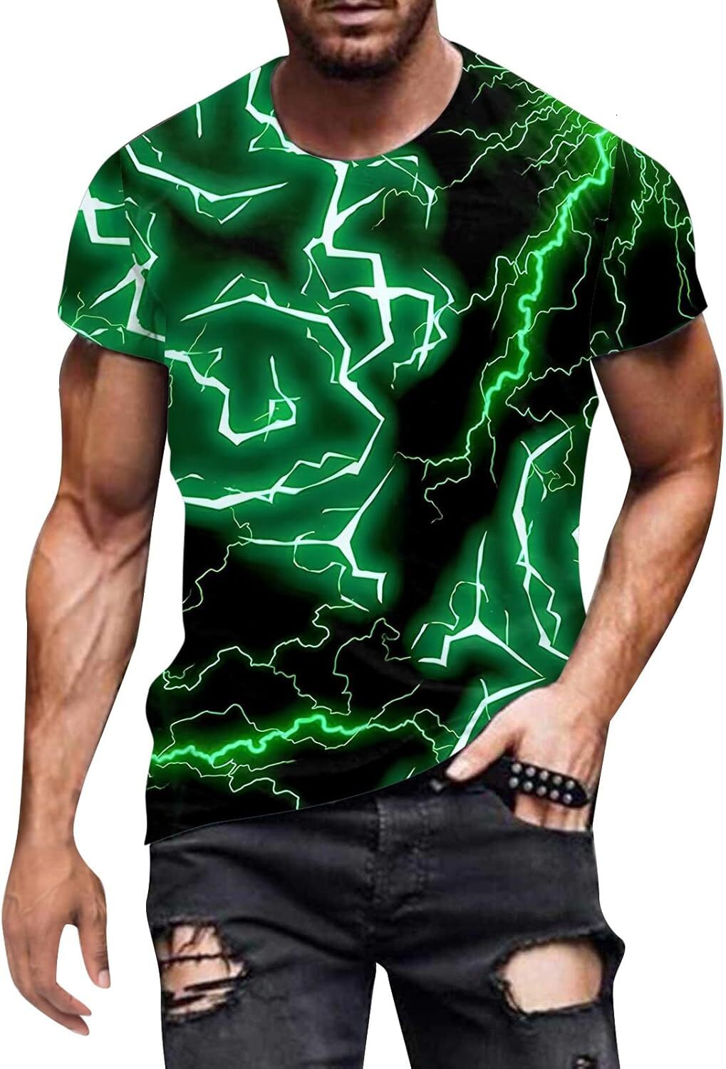 Mens T shirt Tee Shirts Mens Short Sleeve 3D Pattern Printed Fashion Graphic Workout Crew Neck Pullover Tops Soft Summer Casual tops summer clothes gr
