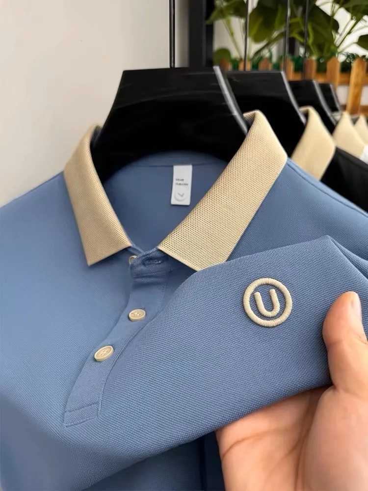Light luxury fashion letter embroidery short sleeve POLO shirt mens summer New youth casual ice silk breathable golf T-shirtT250225