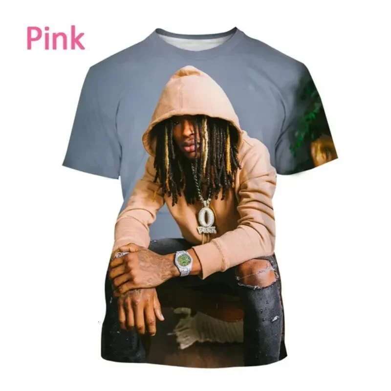 Men's round neck short sleeved T-shirt, casual streetwear, Harajuku style, 3D printed rare King Von