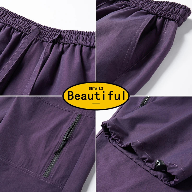 Mens Waterproof Splicing n Sense Hiking Pants Outdoor Windproof Cargo American Style Trendy Breathable StraightLeg 250304