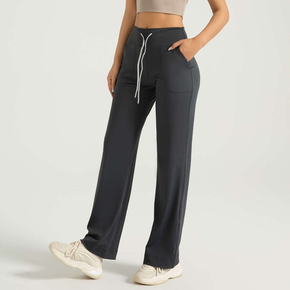 Zone Versatile Street Shooting Sports Drawstring Loose Nude Casual High Elastic Seamless Wide Leg Pants For Women KLMY