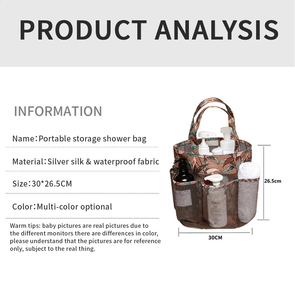 Ship from US Mesh Shower Caddy Tote Bag Portable for College Dorm Room Essentials Travel Beach Swimming Gym 250305FBB