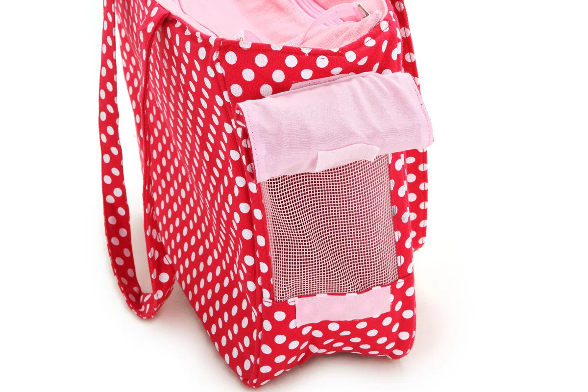 Red Love Pattern Dot Dog Carrier Purse Pet Travel Bag Cat Portable Handbag Soft Sided Tote with Fleece Pads for Small Pets