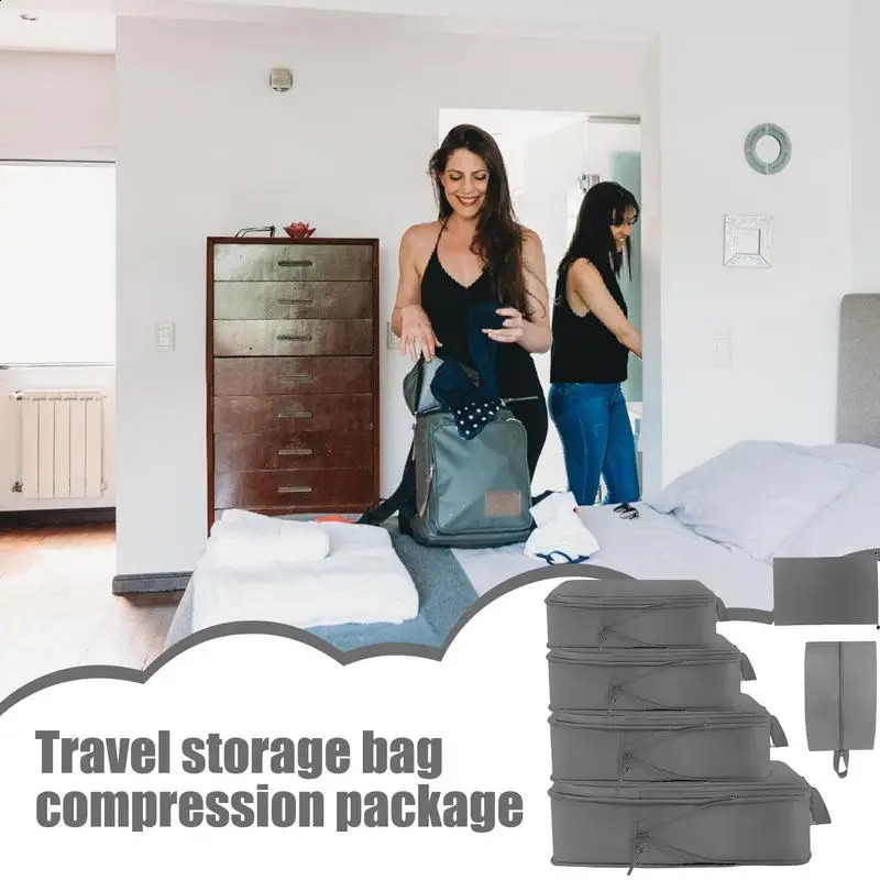 Ship from US Compression Bags For Travel 6 Pcs Organizer Suitcase Set Packing Cubes DoubleStitched 250305FBB