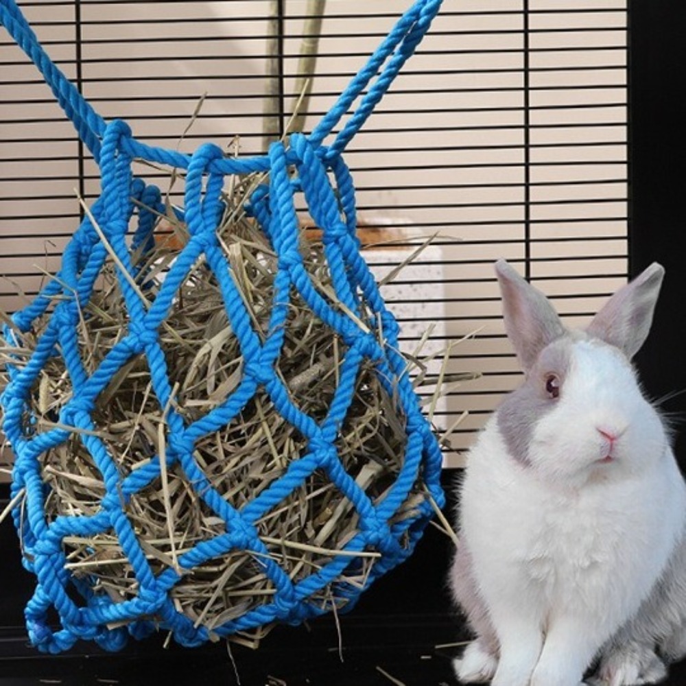 2Pcs Durable Large Capacity Rabbit Grass Bag Hanging Bite-resistant Hay Dispenser Polyester Hamster Feeder Bag Hay Storage