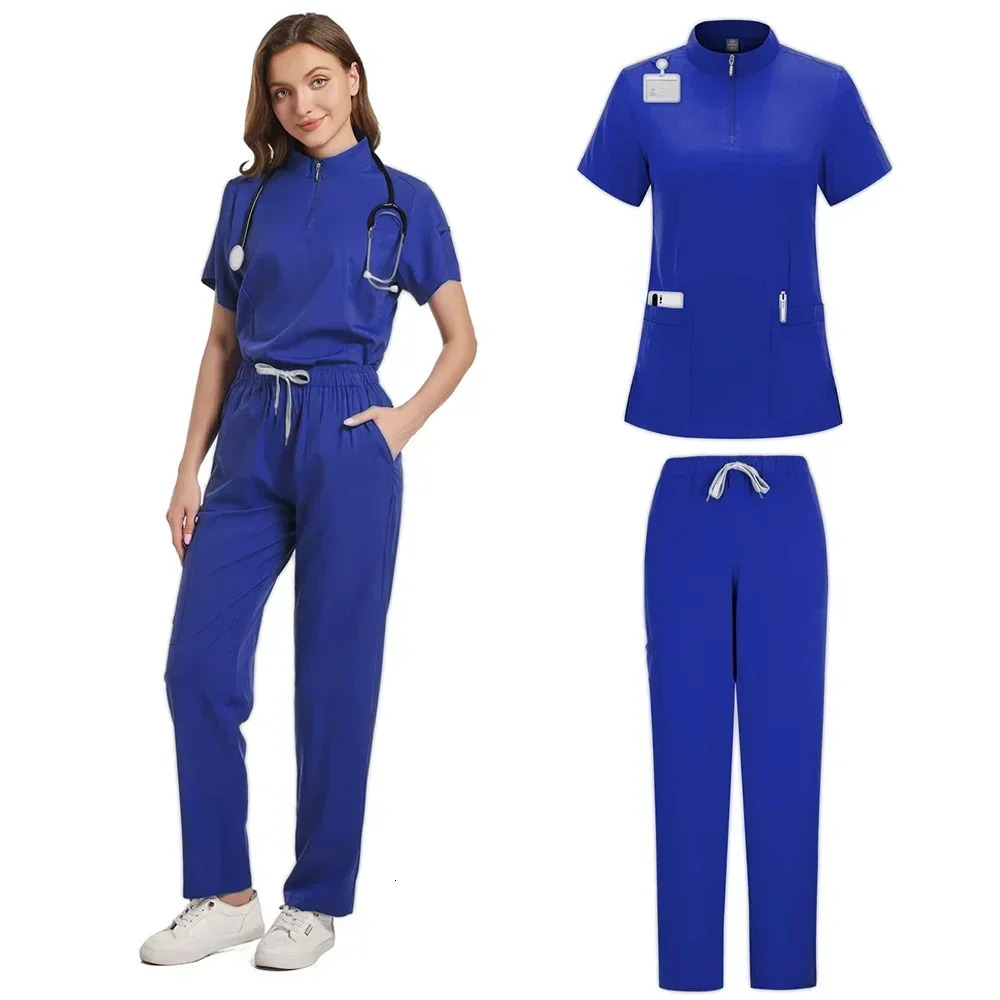 Tops Straight Pants Pet Clinic Nursing Scrubs Uniforms Sets WomenS 12 Color Stretch Uniform Summer Scrubs Set 250304