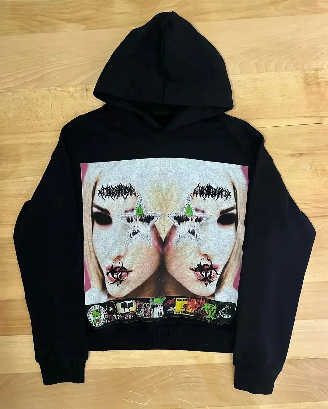 Harajuku Vintage Hoodie Plus Size Gothic Streetwear Top Trash Hoodie Ladies Couple 2000s Sweatshirt Gothic Y2k Clothes 250304