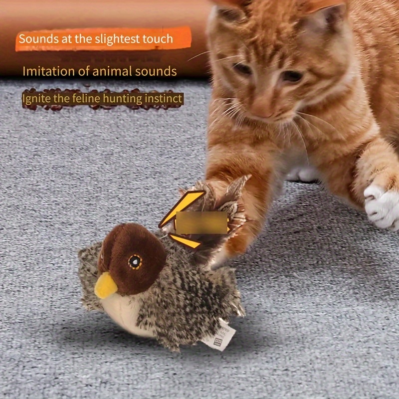 Flapping Bird Cat Toy, Interactive Flappy Bird Cat Toy Bird Toy for Cats, Simulated Chirping Bird Cat Toy, Interactive Cat Toy