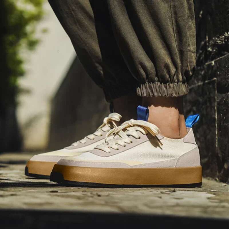 Trendy Casual Patchwork Flat Canvas for Men Ice Silk Walking Platform Shoes Comfortable Vintage Sneakers Male