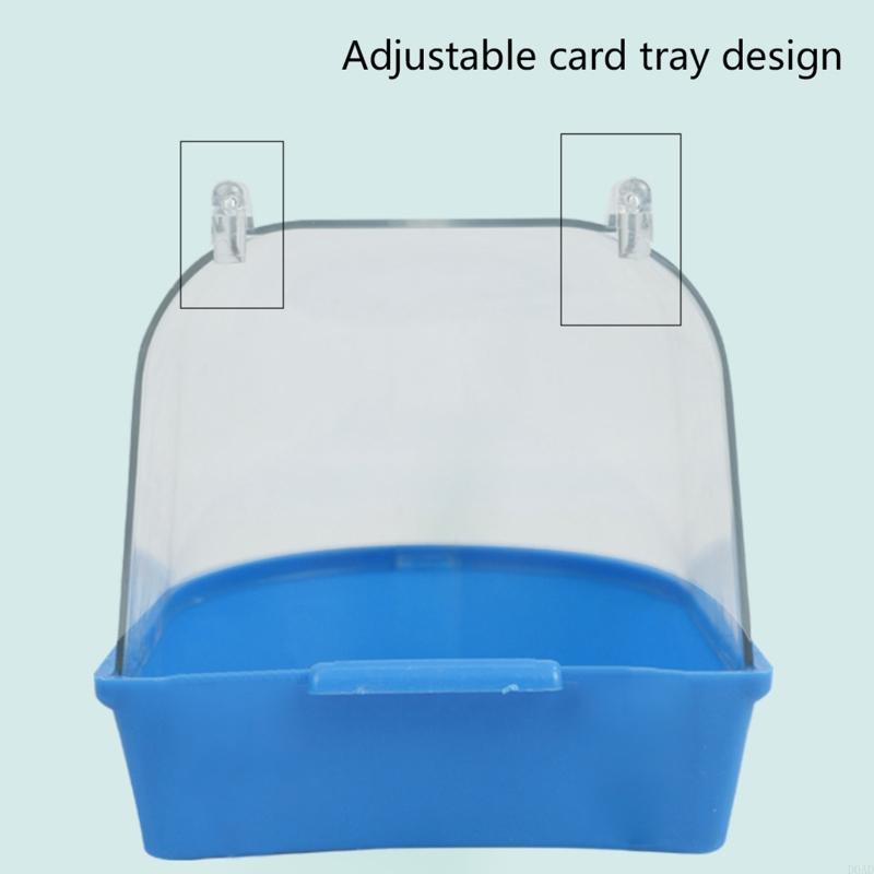 D0AD Bird Bath Box Parrot Bathing Cage Accessory for Small Birds Parakeet Canary Budgerigar Lovebirds Transparent Top
