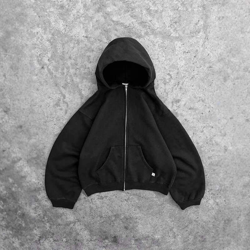 autumn and winter new cotton loose niche trendy brand high personalized street hooded zipper sweatshirt