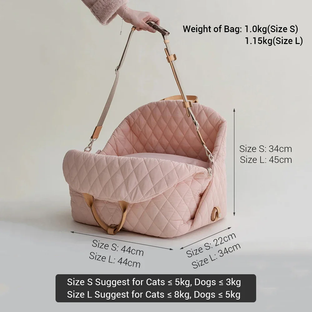 Dog Handbag Car Seat Travel Bed for Small Dogs Cat Portable Washable Puppy Carrier Tote Safety Pet Booster