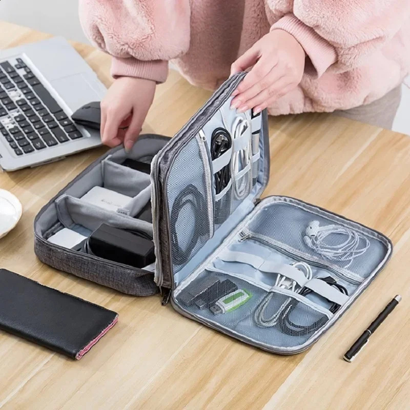 Ship from US Cable Storage Bag Waterproof Digital Electronic Organizer Portable USB Data Line Charger Plug Travel 250305FBB