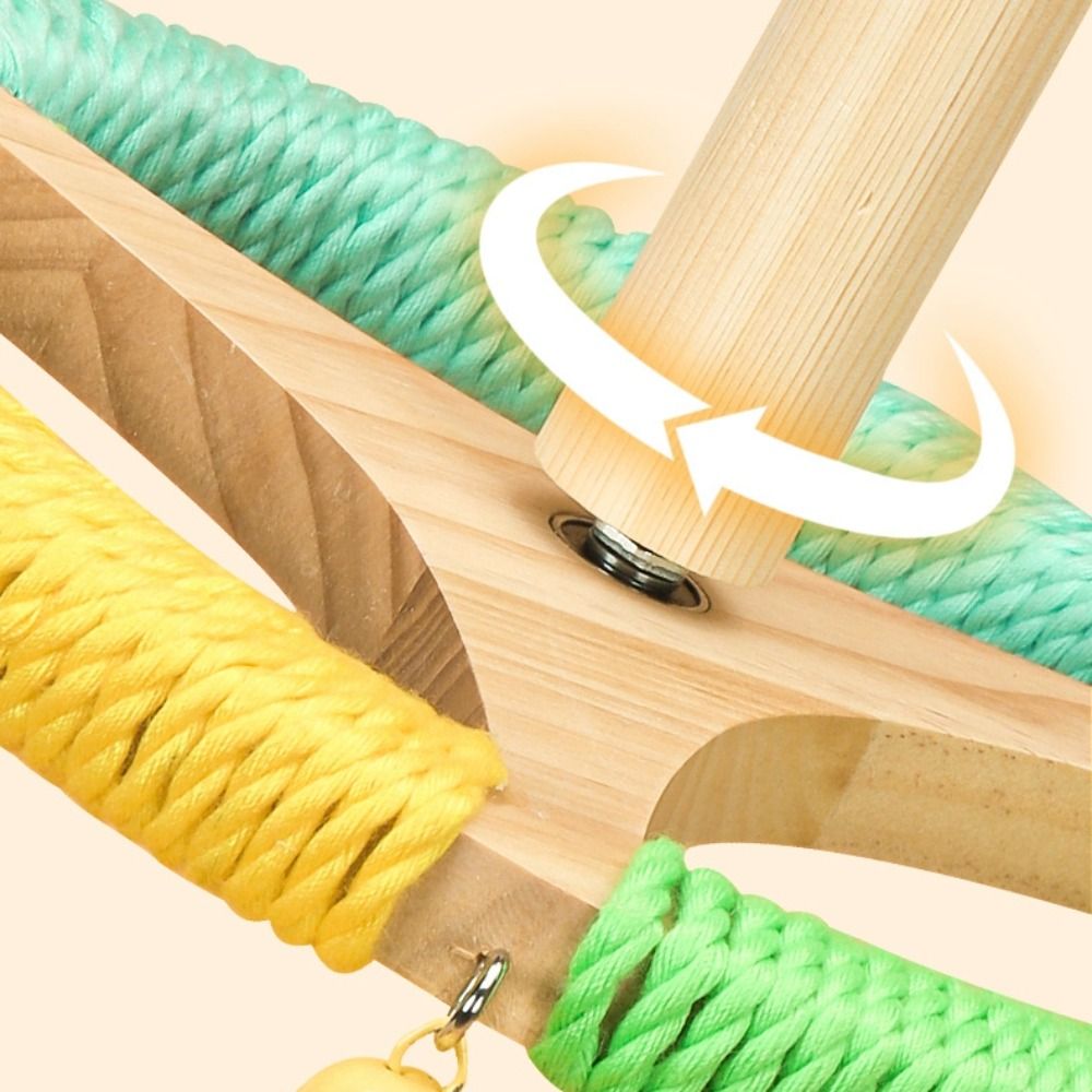 Funny Wood Parrot Rotating Stand Portable Detachable Bird Training Stand Rotatable with Bells Bird Perches Bird Cage