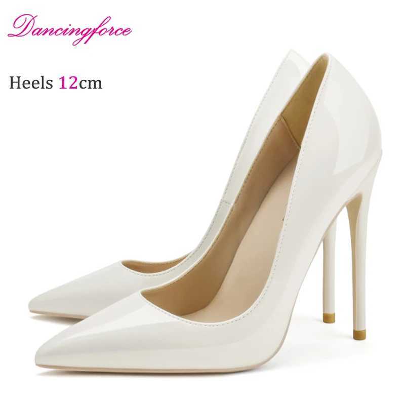 New Women Pointed Toe 8cm 10cm 12cm Nude Lacquer Leather Wedding Party Shoes High H Simple Style Off Dress Pumps Y250304