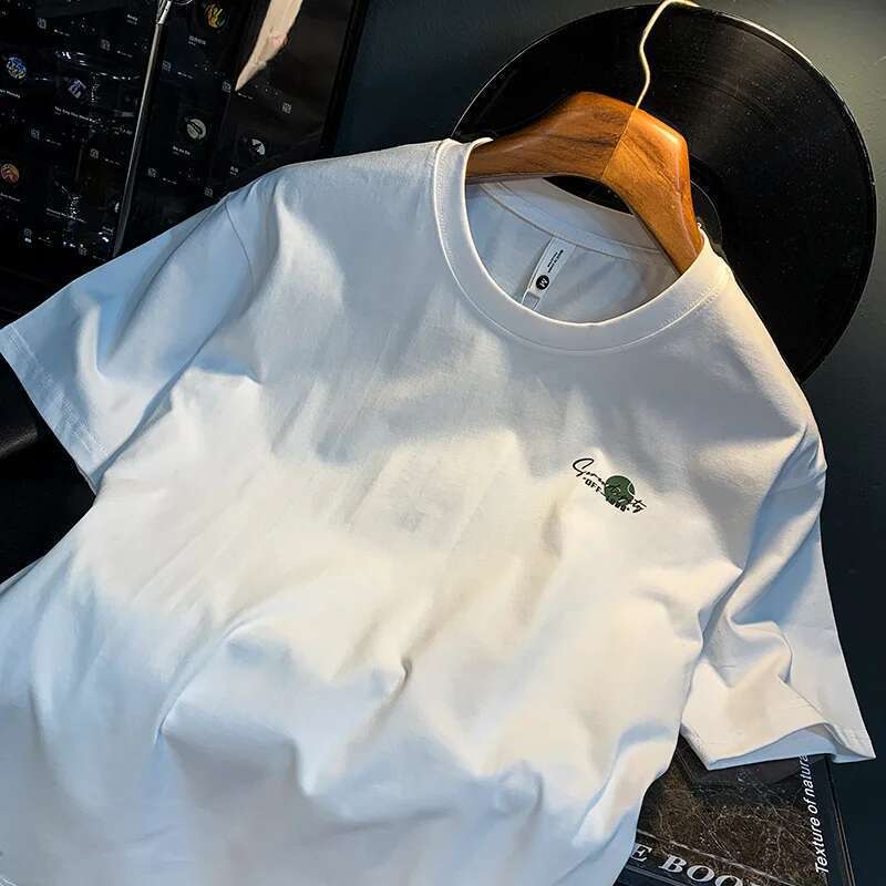 Summer Loose Casualtt-Shirt Men's Thin Printed Korean Styleinssimple Style Short-Sleeved Top Trendy Worsted Clothes