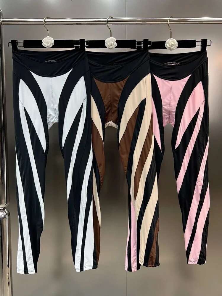 DEAT 2025 Autumn Fashion Contrast Color Patchwork Design Pants For Women High Elastic Waist Trousers Female Casual New 11Xx5075
