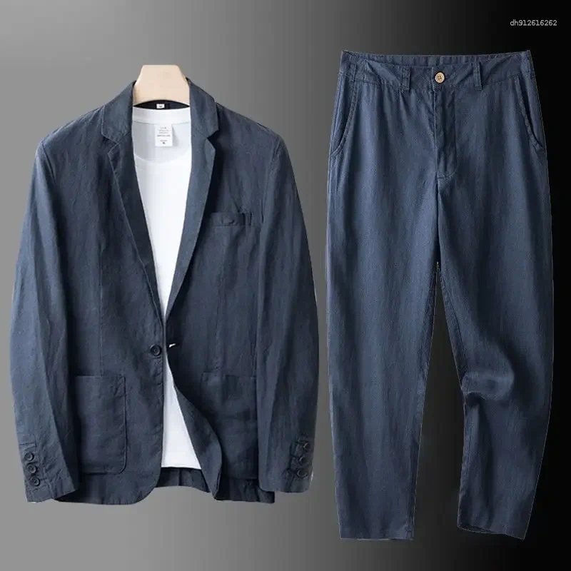 Men's Suits Casual Linen Suit Summer Sun Protection Western Style Loose Fit Top Jacket Cotton