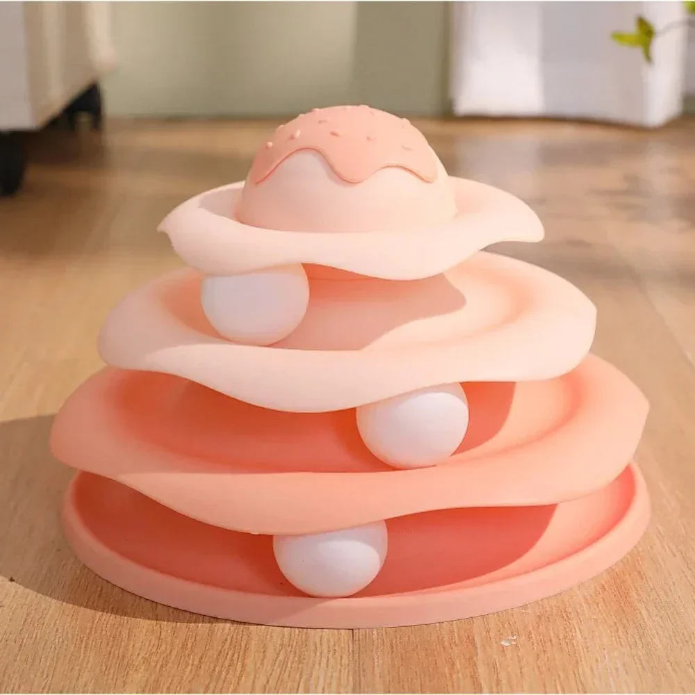Cat Track Toys Dog Interactive Cats Toy Simple Pet Animal Fun Supplies Rotating Slide Toy with Ball Spinning and Rotating Slides