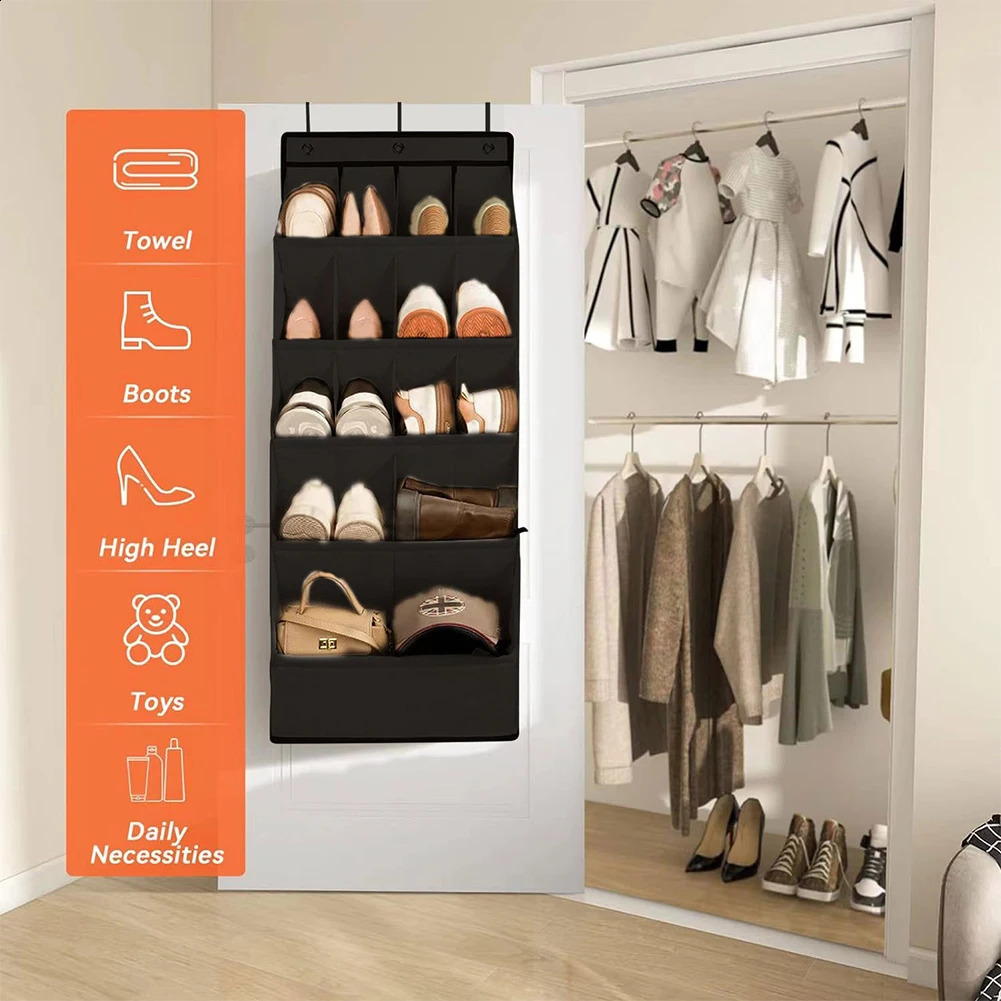 Ship from US Over the Door Shoe Organizer Holders 12 pairs large pocket shoe rack hanging with 250305FBB