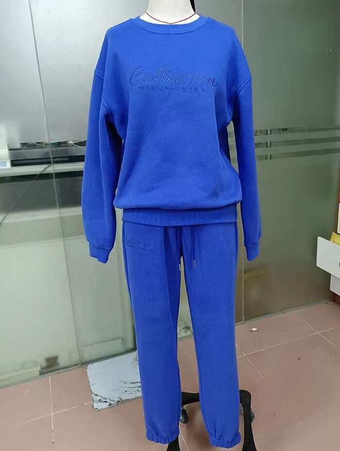 OEM Wholesale Cotton 2 Piece Sets Women Hoodie Fleece Crew Neck Sweatshirt Jogger Set