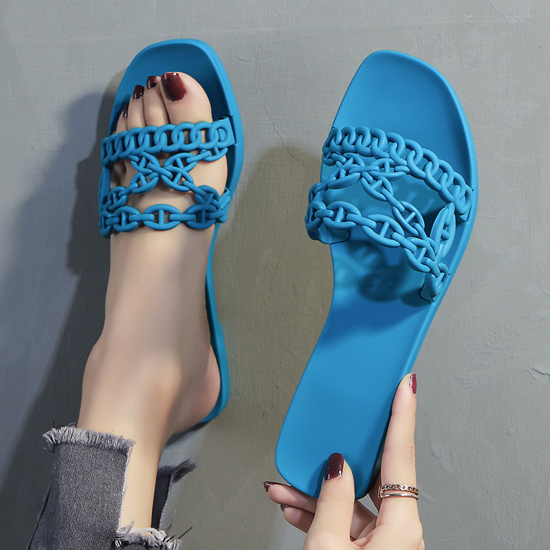Free Shipping new slides designer Slippers for womans flat sandals fashion summer casual chain slipper outdoor Indoor shoes women
