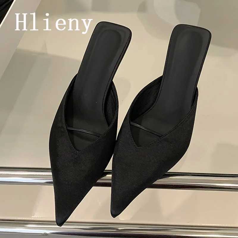 Hlieny Cozy white leather dot toe designer thin H Mes slider suitable for shoe pumps temperature slings and sandals slider Y250304