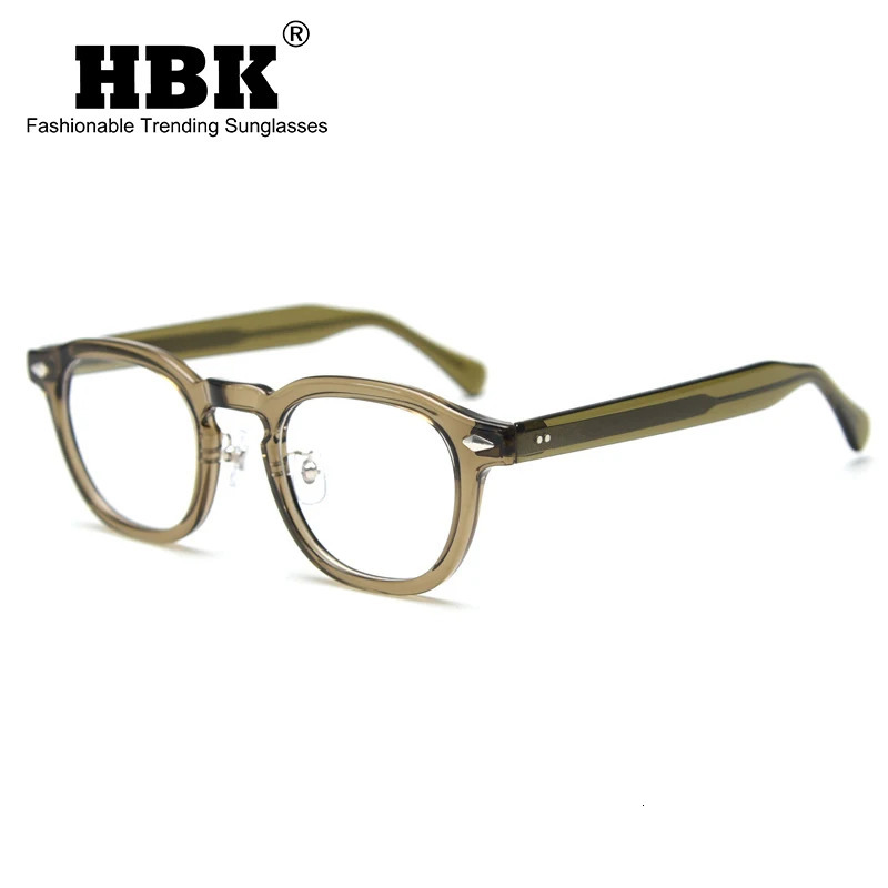 HBK Retro Oval Glasses Frames Transparent Lenses Men High Quality Acetate Frame Glasses Womens Reading Computer Eyewear 250303